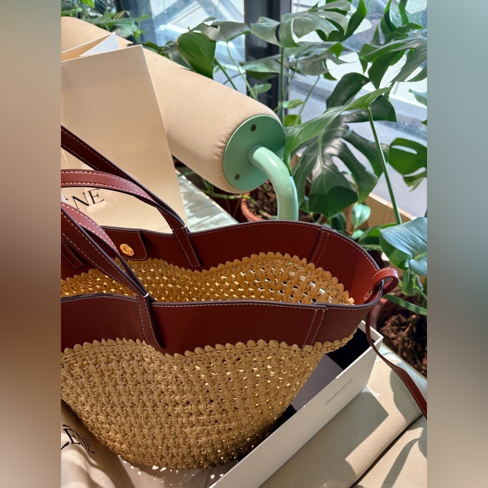 Polène Woven Raffia Leather Tote Bag - Picture 7 of 11